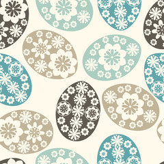 Seamless pattern with Easter eggs in pastel colors. Vector background with ornamental Easter eggs.
