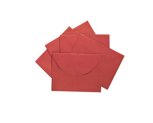 five brown envelopes on white background with shadow