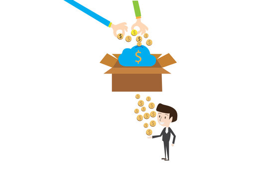 Saving money to cloud-computing , businessman man enjoying