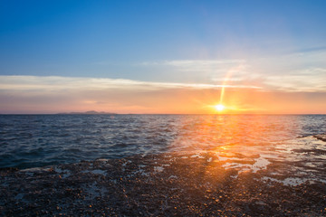 beautiful sunset in the sea