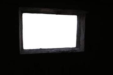 Abstract gray interior of empty room with concrete walls and illuminated wide white screen