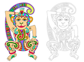 coloring book page for adults with unusual fantastic creature
