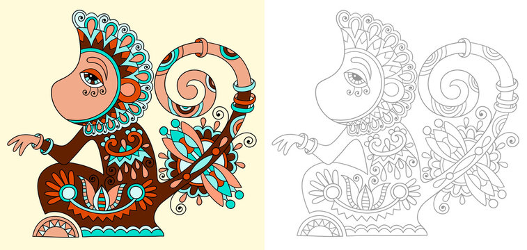 coloring book page for adults with unusual fantastic creature