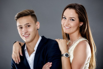 Young couple of business people in a relationship