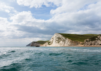 Fototapeta na wymiar Sea view of cliffs at West Bay Dorset in UK