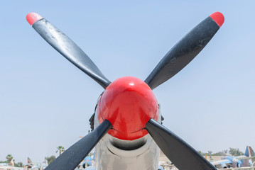 Naklejka na ściany i meble Propeller and engine of vintage airplane