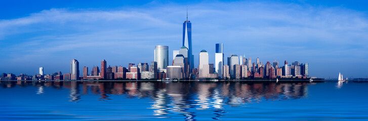 Panorama of Lower Manhattan at dusk