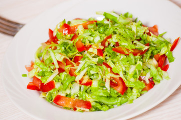 fresh vegetables salad with cabbage