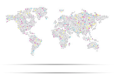Fototapeta premium World map dots random color gray EPS 10