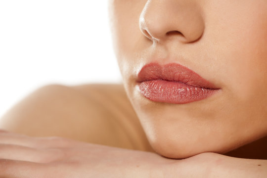 close up of beautiful female lips