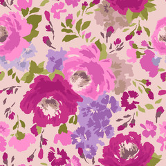 Seamless vintage pattern with flowers. Vector illustration.