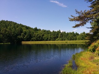 Fototapeta premium Mishaka pond in Chino, Nagano, Japan