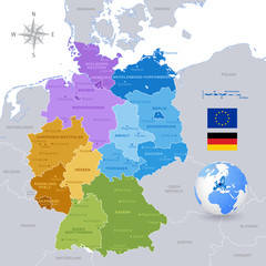 Obraz premium vector Colorful Map of Germany