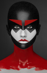 Red black white Art Makeup Beauty Girl