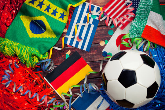 Fototapeta Soccer: International Competition And Ball Background