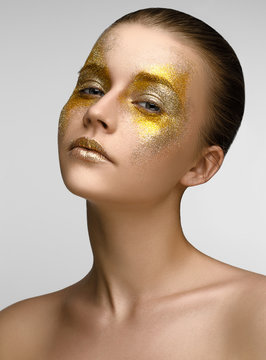 Gold Makeup Beauty Girl