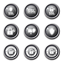Protection Web Internet Black Vector Button Icon Design Set