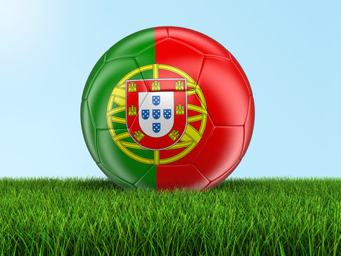 Soccer football with Portuguese flag. Image with clipping path