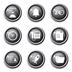 Time Duration Black Vector Button Icon Design Set