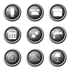 House Equipments Black Vector Button Icon Design Set