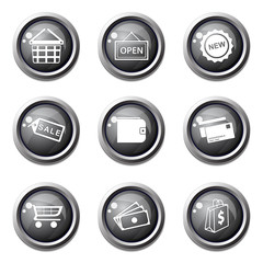 Shopping Sign Black Vector Button Icon Design Set 2