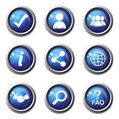 Web Internet Blue Vector Button Icon Design Set 2