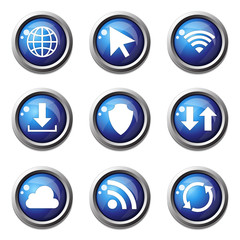 Web Internet Social Blue Vector Button Icon Design Set