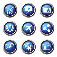 SEO Internet Sign Blue Vector Button Icon Design Set 1