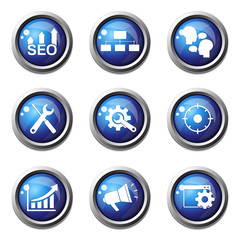 SEO Internet Sign Blue Vector Button Icon Design Set 5