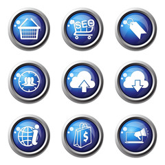 SEO Internet Sign Blue Vector Button Icon Design Set 7