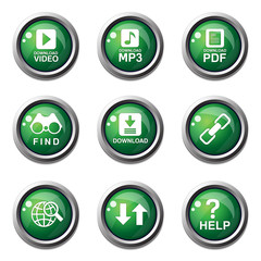 Multimedia Web Internet Green Vector Button Icon Design Set