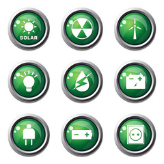 Energy Sign And Symbol Green Vector Button Icon