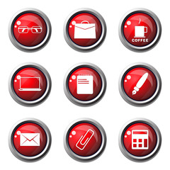 Office Work Red Vector Button Icon Design Set