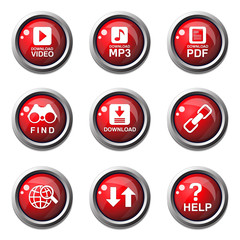 Multimedia Web Internet Red Vector Button Icon Design Set
