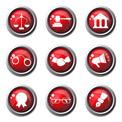 Law Sign Red Vector Button Icon Design Set