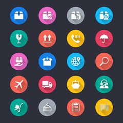 Logistics and shipping flat color icons