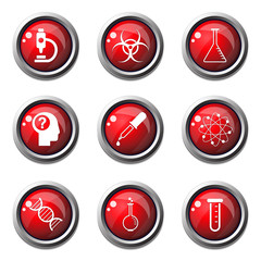 Science Instruments Red Vector Button Icon Design Set