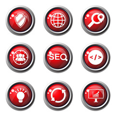 SEO Internet Sign Red Vector Button Icon Design Set 2