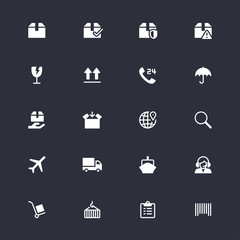 Logistics and shipping flat icons