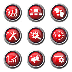 SEO Internet Sign Red Vector Button Icon Design Set 5