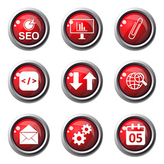 SEO Internet Sign Red Vector Button Icon Design Set 6