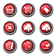SEO Internet Sign Red Vector Button Icon Design Set 7