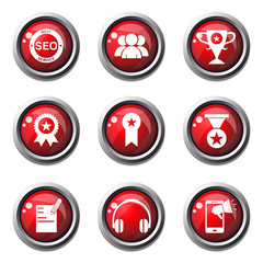SEO Internet Sign Red Vector Button Icon Design Set 9