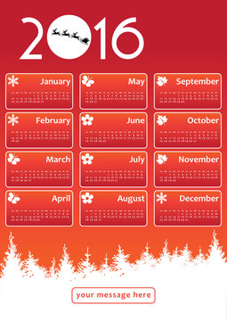 2016 calendar with Santa Claus