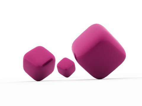 Pink cubes icon concept rendered © pupes1