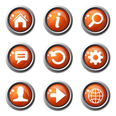Web Internet Orange Vector Button Icon Design Set