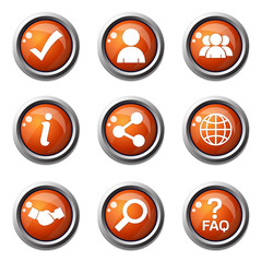 Web Internet Orange Vector Button Icon Design Set 2