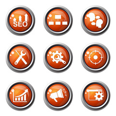SEO Internet Sign Orange Vector Button Icon Design Set 5