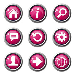 Web Internet Pink Vector Button Icon Design Set
