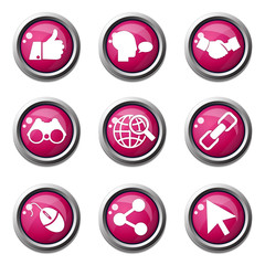 Social Internet Pink Vector Button Icon Design Set